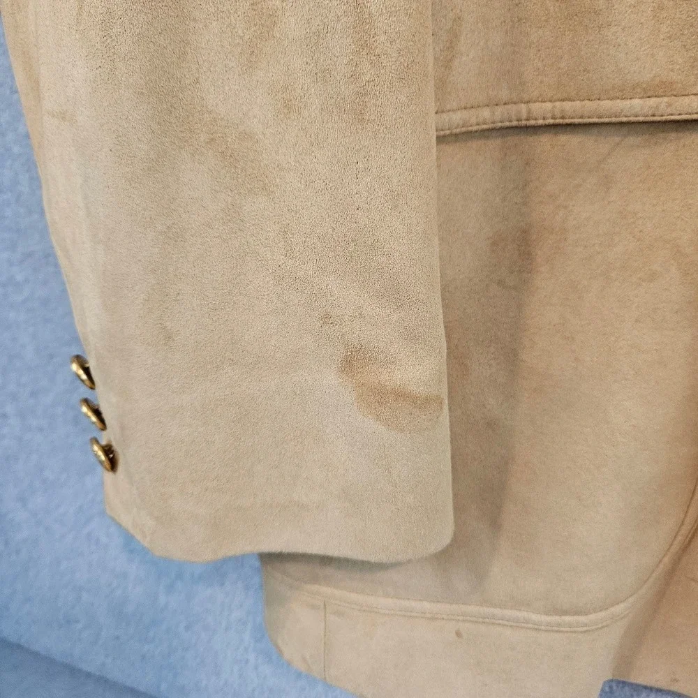 Vintage Vals Mens Wear Camel Tan Suede Leather Blazer Sport Coat 46L USA Made